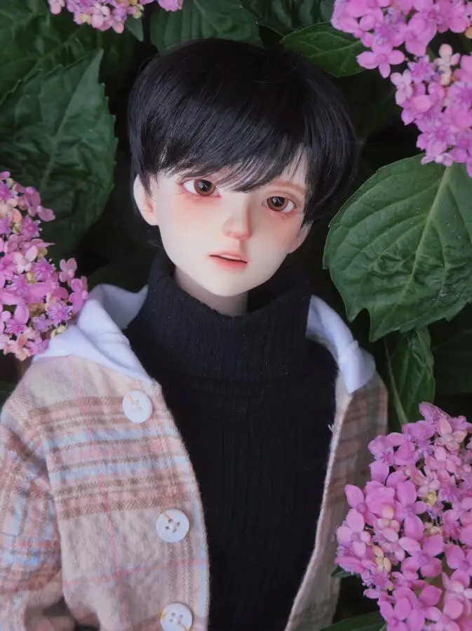 D04-B196 Kinder handgemachtes Spielzeug BJD/SD 1/3 1/4 MSD SD10 POPO68 Onkel 73 ID75 Karierte Strickjacke mit Kapuze, Hemdjacke, 1 Stück