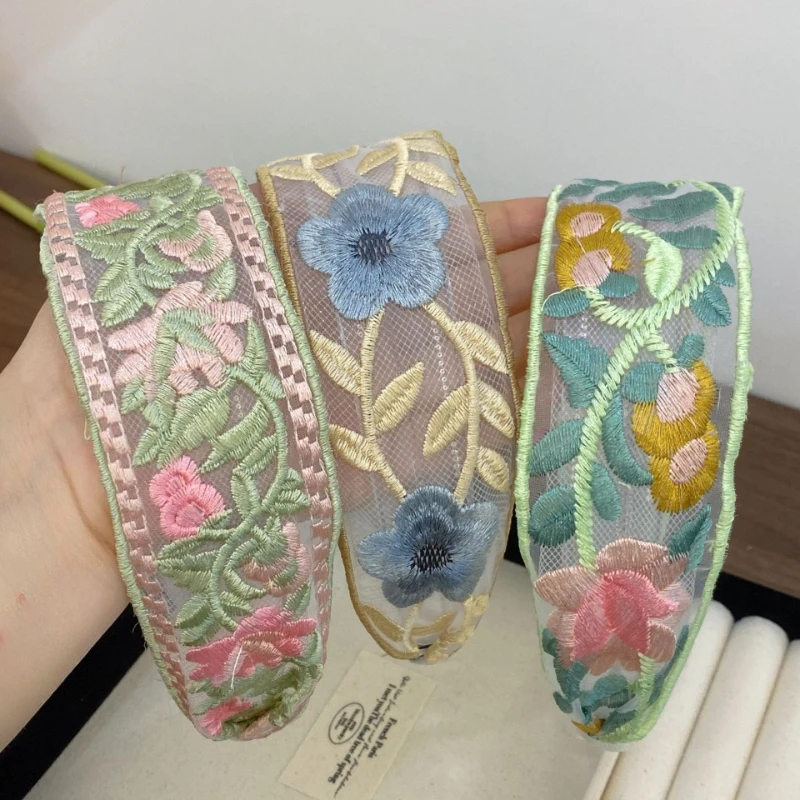 

Good Quality Retro Lace Flower Headwear Elegant Headband for Women Girls Vintage Hairband Hoop for Hair Accessories