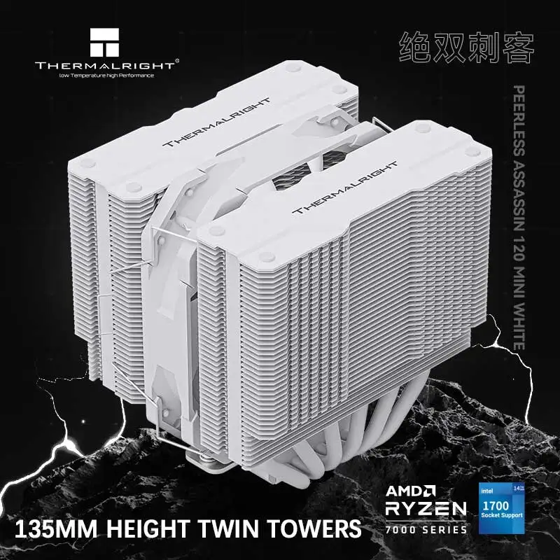 Imagem -03 - Thermalright-mini Radiador Branco sem Igual Assassin 120 Altura 135 mm Torres Gêmeas Tubos de Calor Refrigerado a ar Suporte Lga17xx Amd Am5