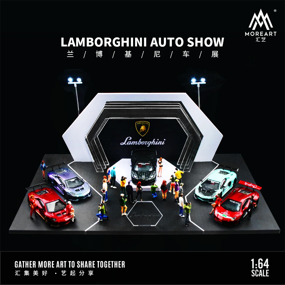 Timemicro+MoreArt 1:64 Lamborghini Auto Show booth light version assembly scene - In stock