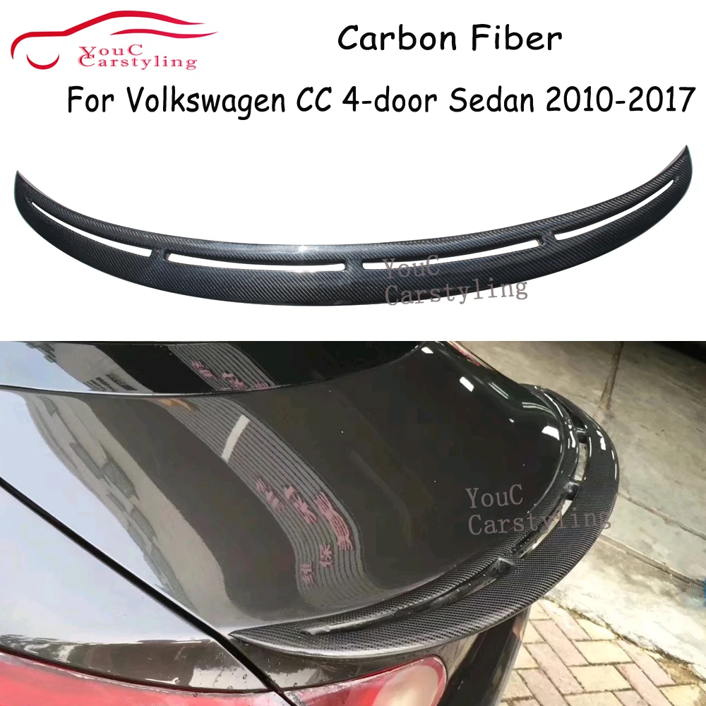 

Carbon Fiber Rear Spoiler Trunk Boot Lip For Volkswagen CC 4-door Sedan 2010 - 2017 Real Tail Lip Spoiler Wing