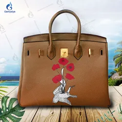 Graffiti Artisc Printed Birds and blooming flowers Bags borse da donna in vera pelle di mucca borse a tracolla Messenger Hardware con serratura dorata