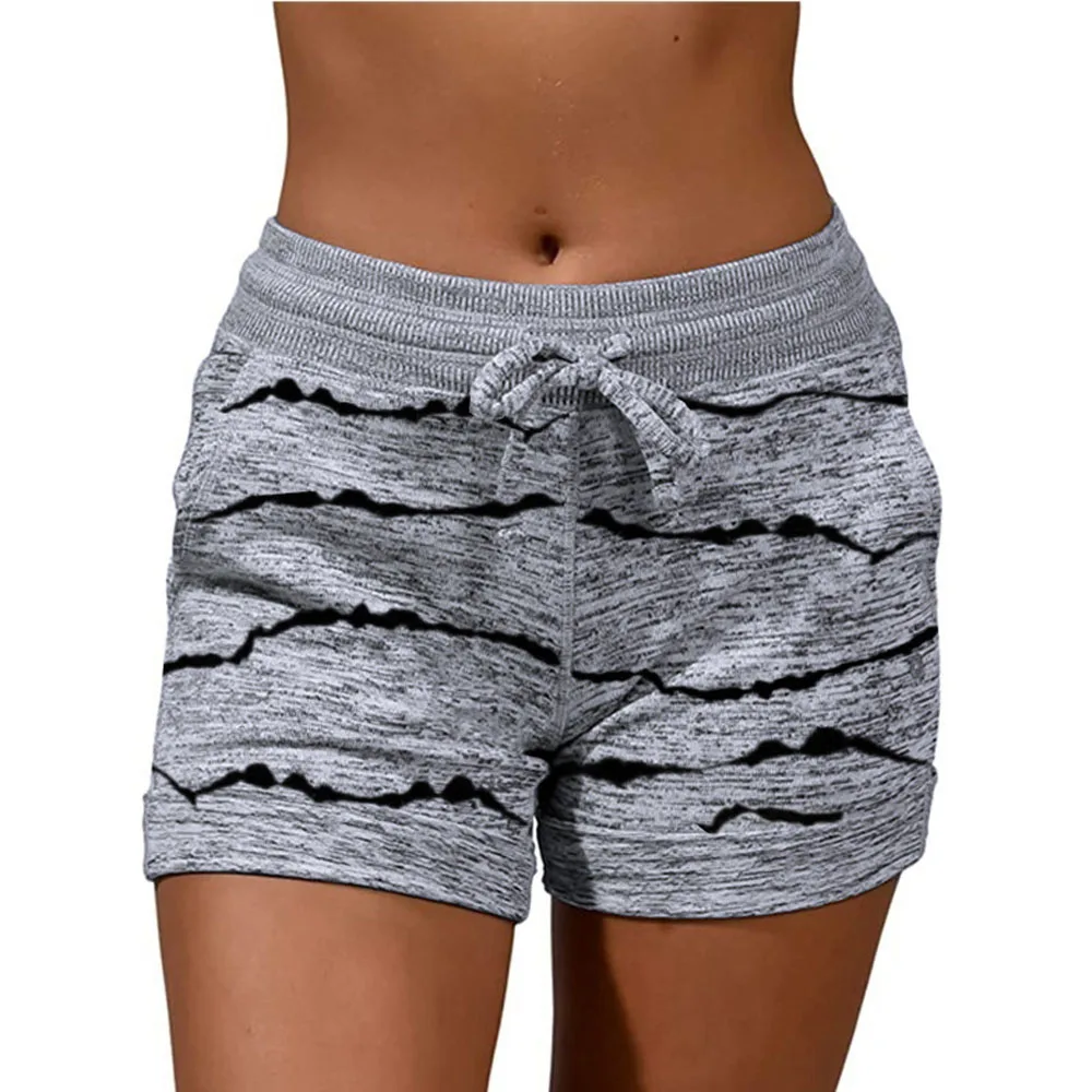 Women Striped Print Quick Dry Sport Shorts Summer Lady Drawstring Running Ride Yoga Trousers YQH-KZ20210409