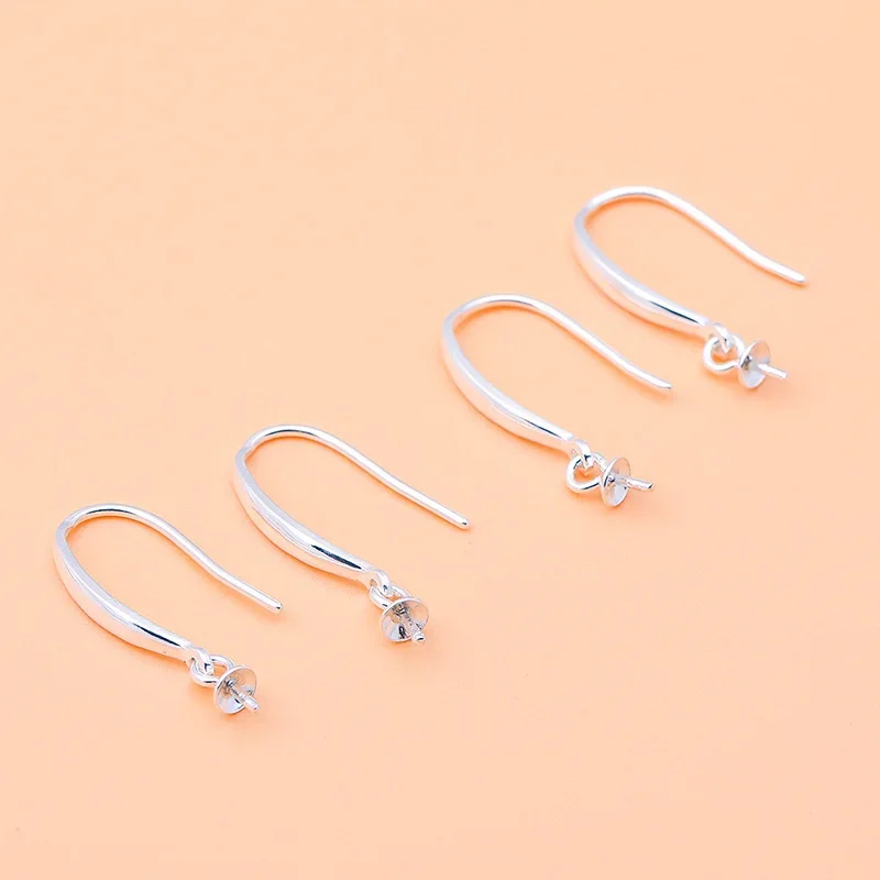 5pair 925 sterling silver jewelry accessories pearl tray ear hook semi-finished earrings handmade DIY earrings accessories