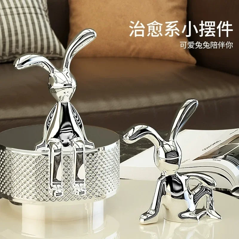 Creative Cartoon Sitting Long-Ear Rabbit Decoration Light Luxury High-End Living Room TV Cabinet Wine Cabinet Hallway