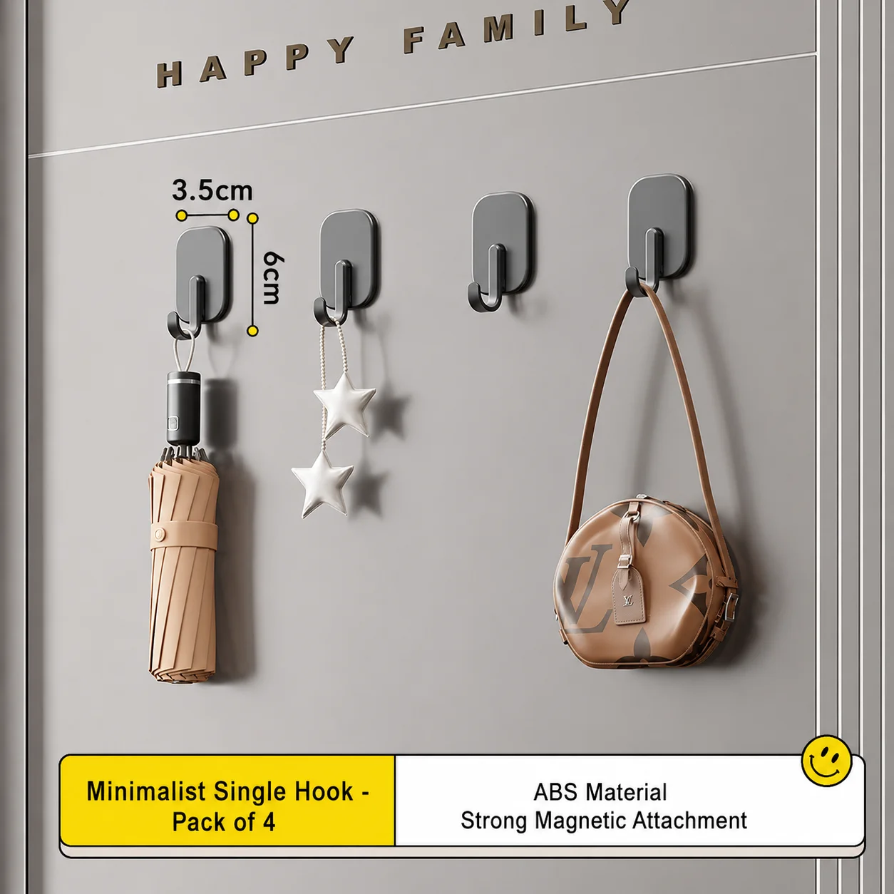 Magnetic Door Organizer Rack Strong Suction Carbon Steel Hook Shelf for Keys Clothes Slippers Umbrellas Entryway Storage