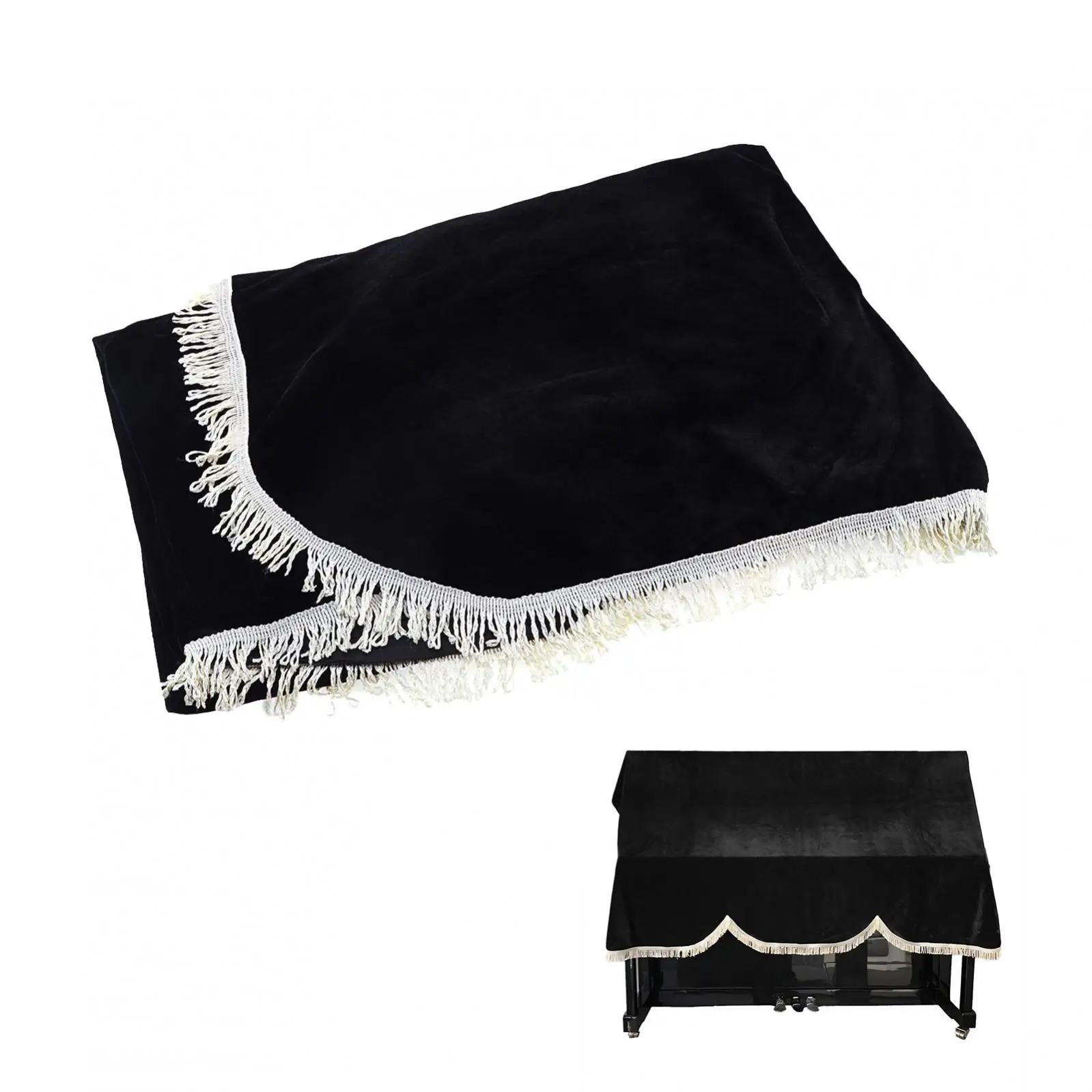 190x150 cm 88 Keys Upright Piano General Use Thick Velvet Dust Proof Cover, Keyboard Organ Black Pleuche Dust Guard