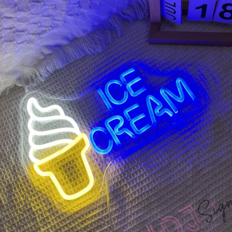 Ice Cream Neon Sign Wall Decor Led Neon Light Party Bedroom Birthday Christmas Decor Led Lamp Restaurant Dessert Shop Neon Light