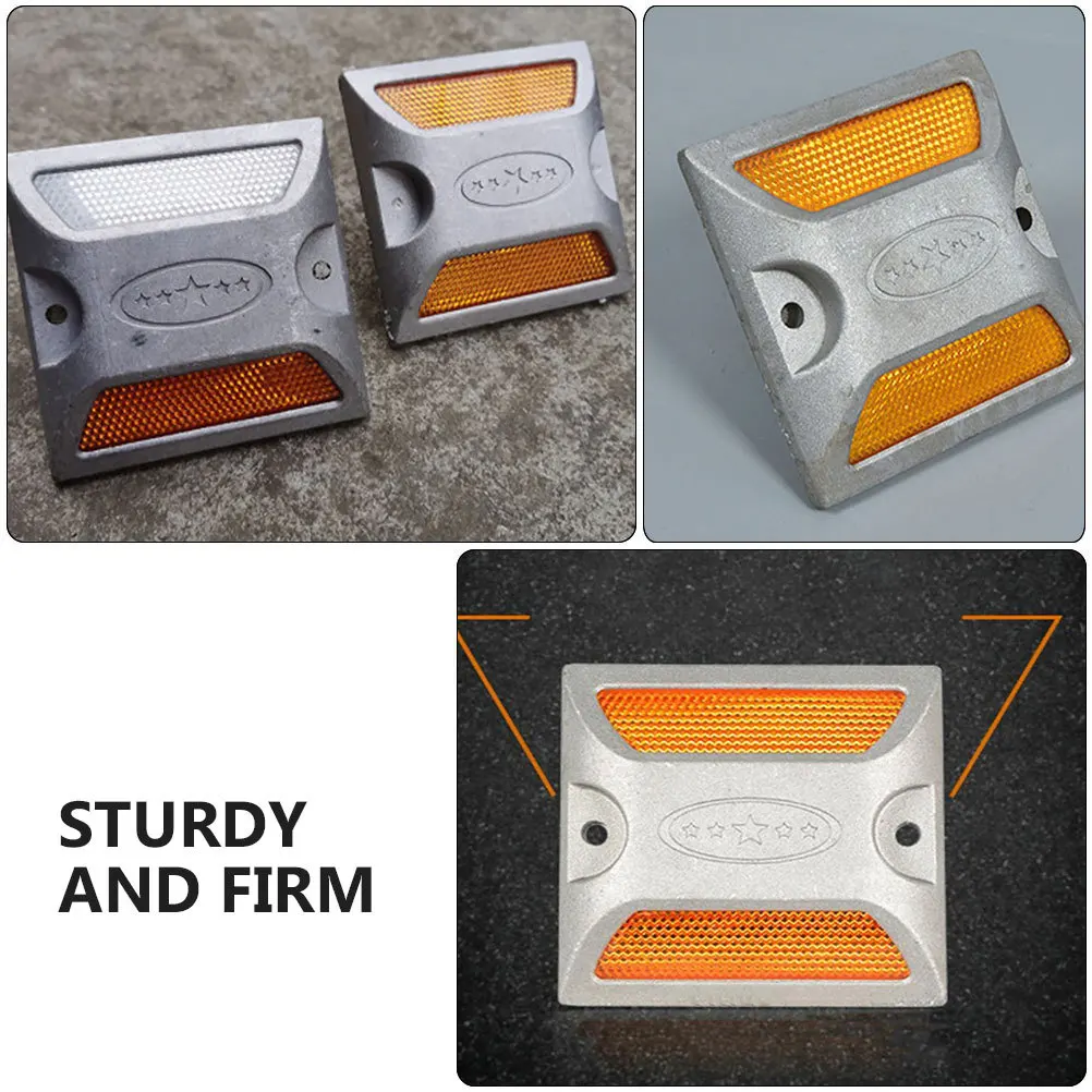 4 قطعة الثقيلة عاكسة الألومنيوم الطريق علامات الرصيف ترصيع للرؤية الليلية الطريق السريع درب السلامة عاكسات المرور