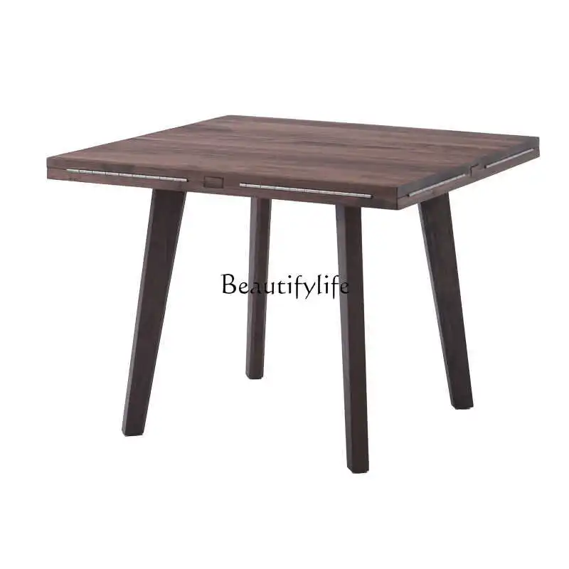 North American black walnut solid wood log round dining table foldable dining table