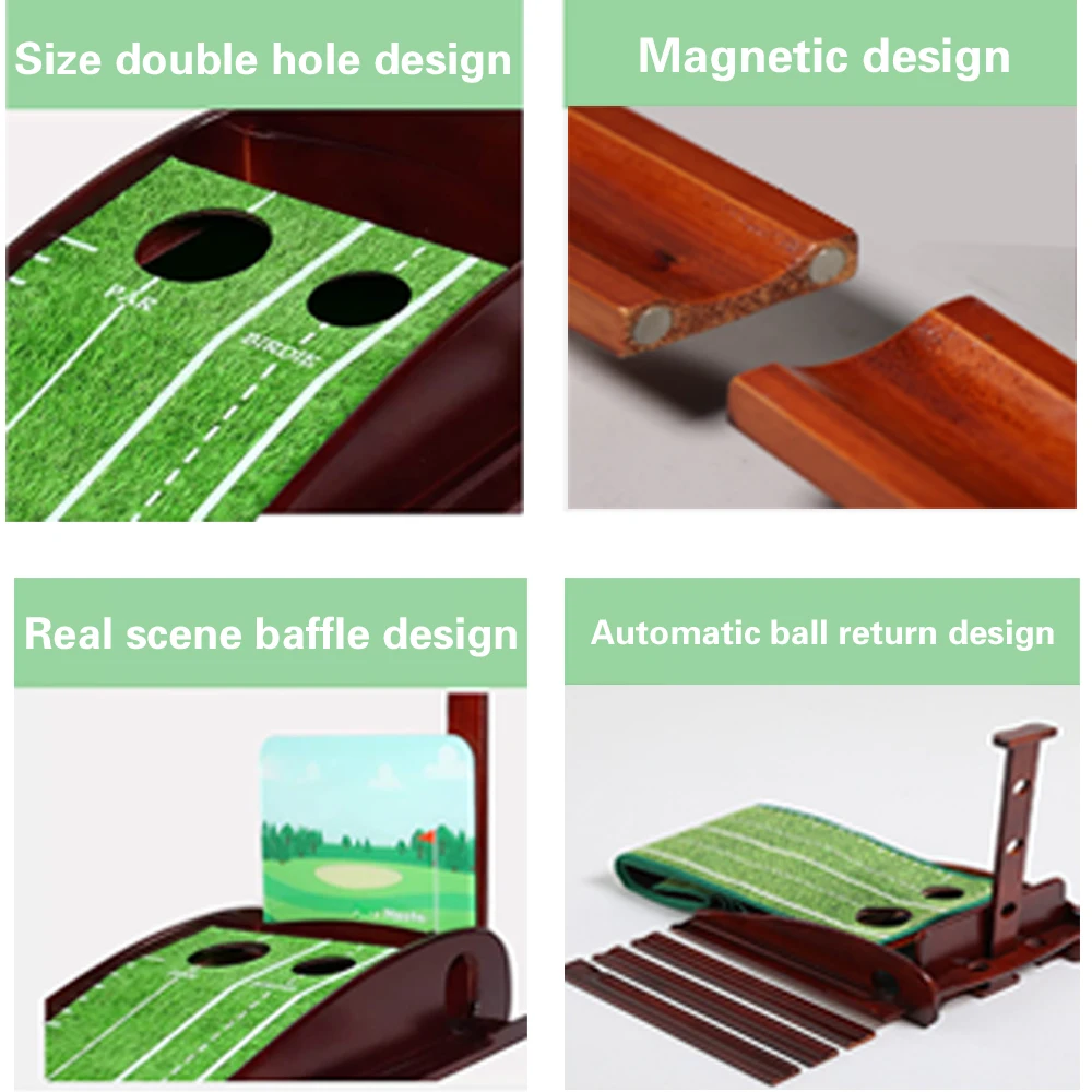 Crystal Velvet Golf Training Putter Mahogany Automatic Return Indoor/Outdoor Sports Trainer Pad Putter Green