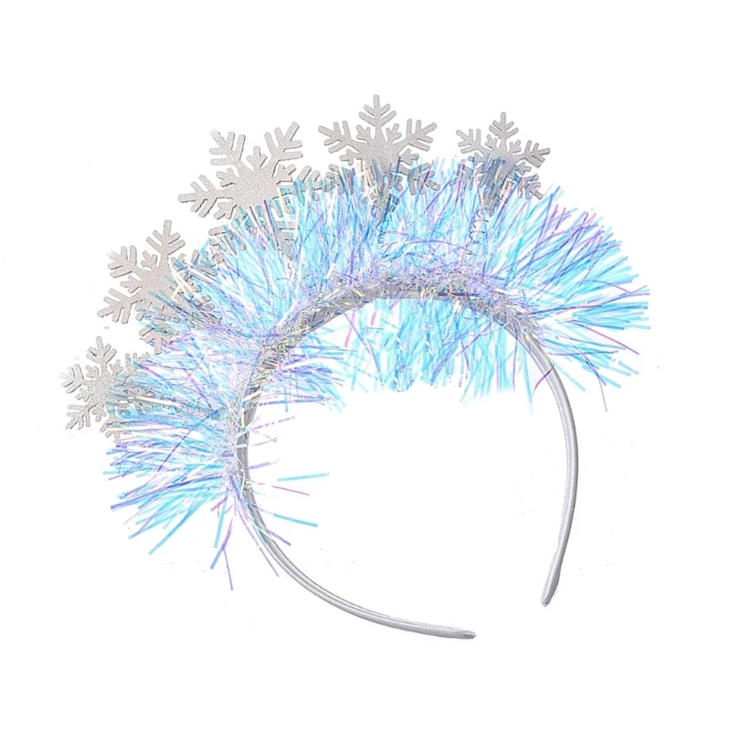 Carnivals Party Headband Tinsels Snowflake Hair Hoop for Adult Teens