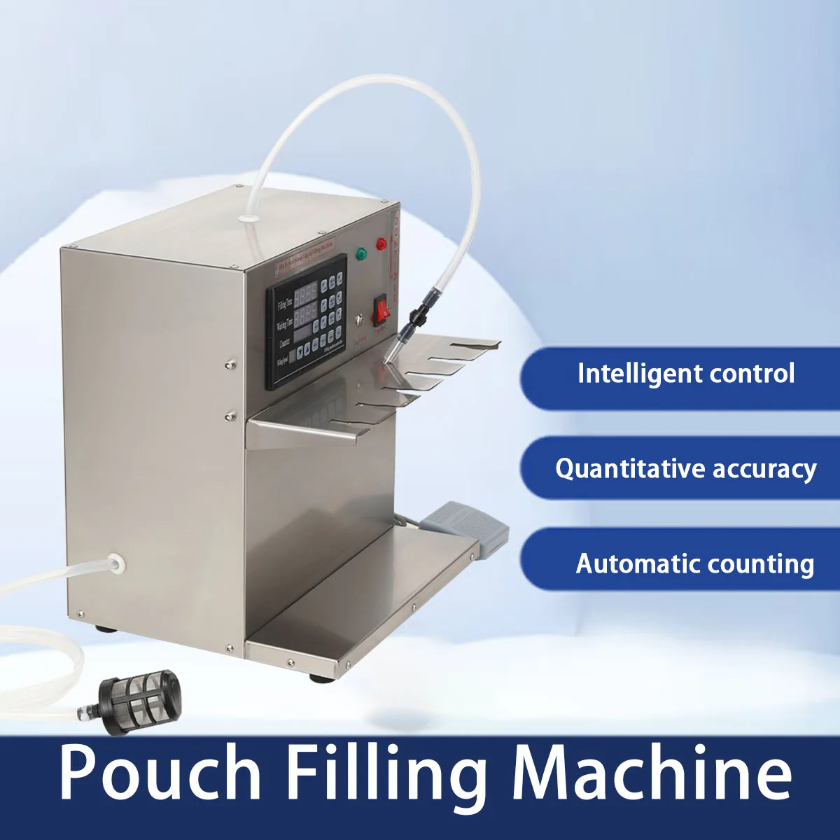 110V 45W High Accuracy Spout Pouch Filling Machine 6 Head Automatic Hot Liquid Filler 3.5L/min
