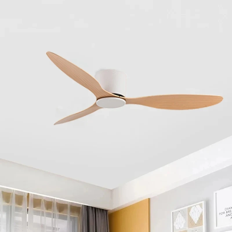 Ceiling Fans No Light 42 52 Inch DC Motor Remote Control Cooling Fans Lamp Low Floor Ceiling Fan White wood Black Color FANS