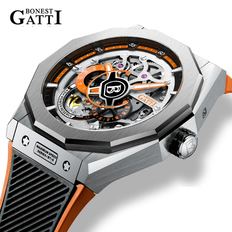 

Часы BONEST GATTI King Series, немецкие мужские автоматические механические часы, деловые часы с сапфировым стеклом, подарочная коробка