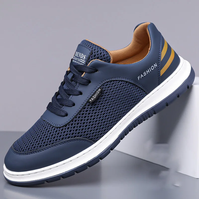 

Мужские спортивные повседневные туфли с мягкой подошвой, дышащие, сетчатые, с перфорацией, для путешествий, легкие, с резиновой подошвой, круглым носком, без шнурков