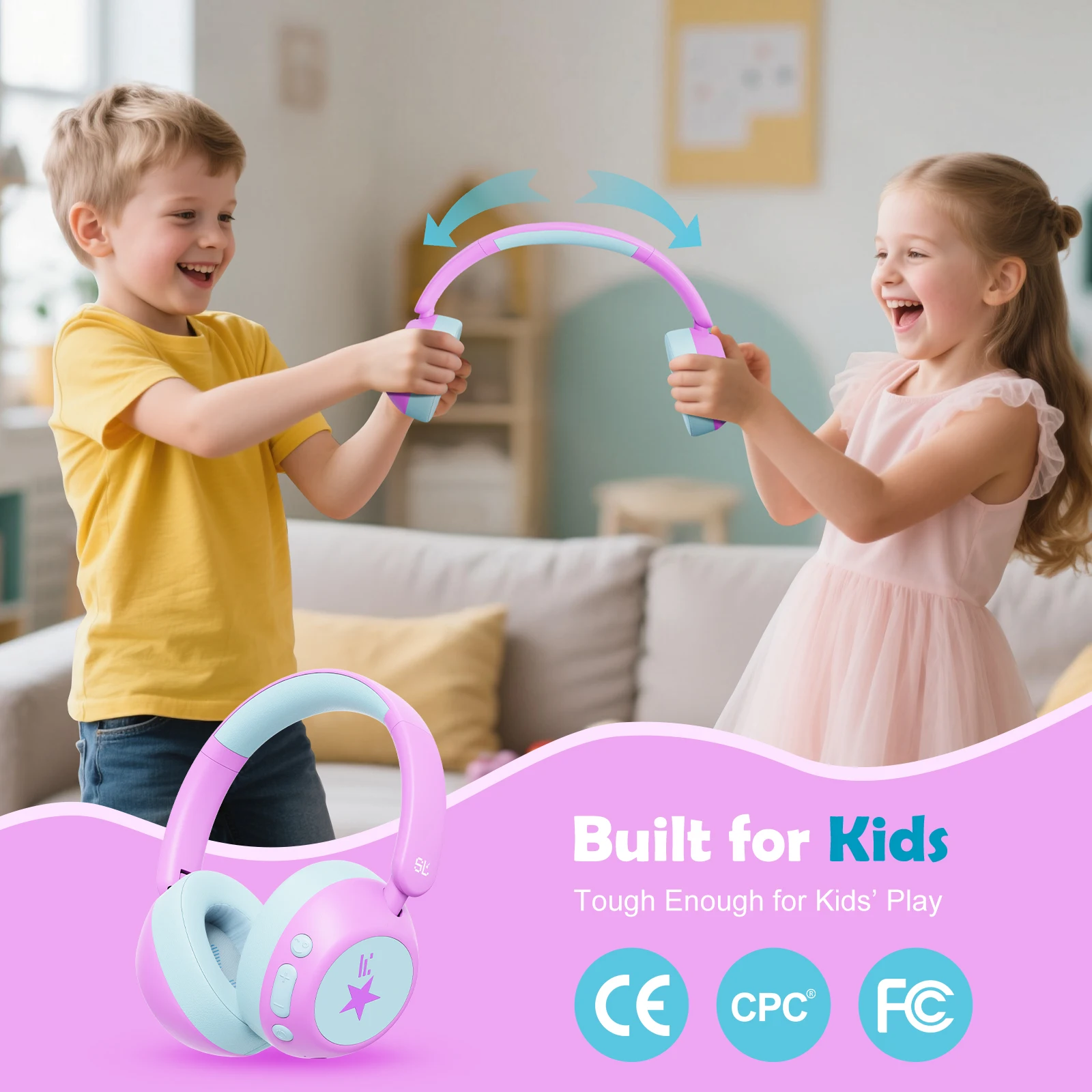 Kopfhörer mit aktiver Geräuschunterdrückung für Kinder, Kleinkinder, Bluetooth 6.0, 70 Stunden Spielzeit, ANC, kabellose Kopfhörer für Reisen und Flugzeug – Detail 1