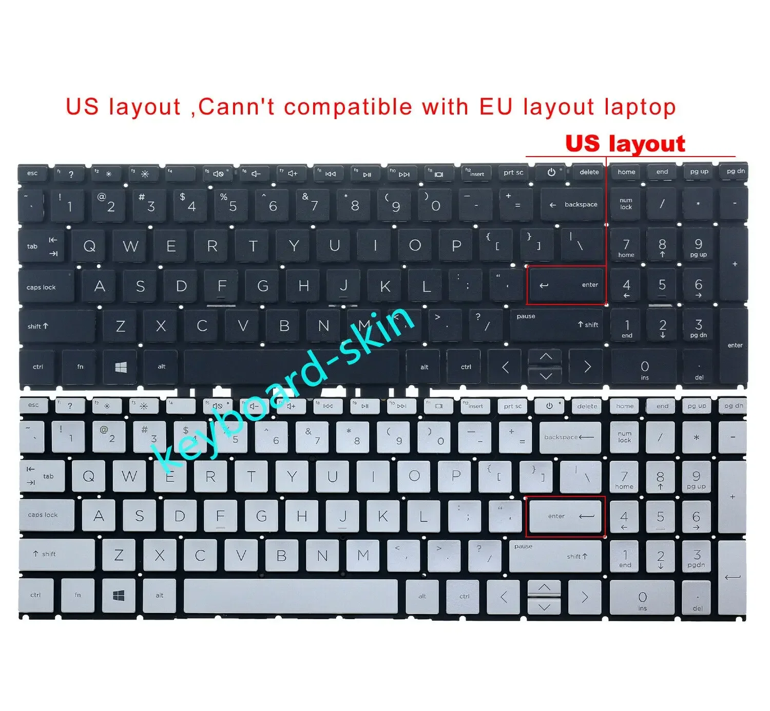 New US Backlit/no backlit,black/silver keyboard For HP x360 Convertible 15-ER*** laptop