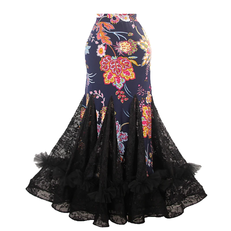 Modern Dance Waltz Skirts Customized Advanced Embroidery Sexy Lace Fishtail Skirt Women's Dance Hall Ballroom Dancing Costume