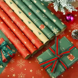 6pcs  Mixed 50X70cm Christmas Gift Wrapping Paper Flower Bouquet Packing Kraft Paper DIY Crafts Paper Christmas Party Packaging
