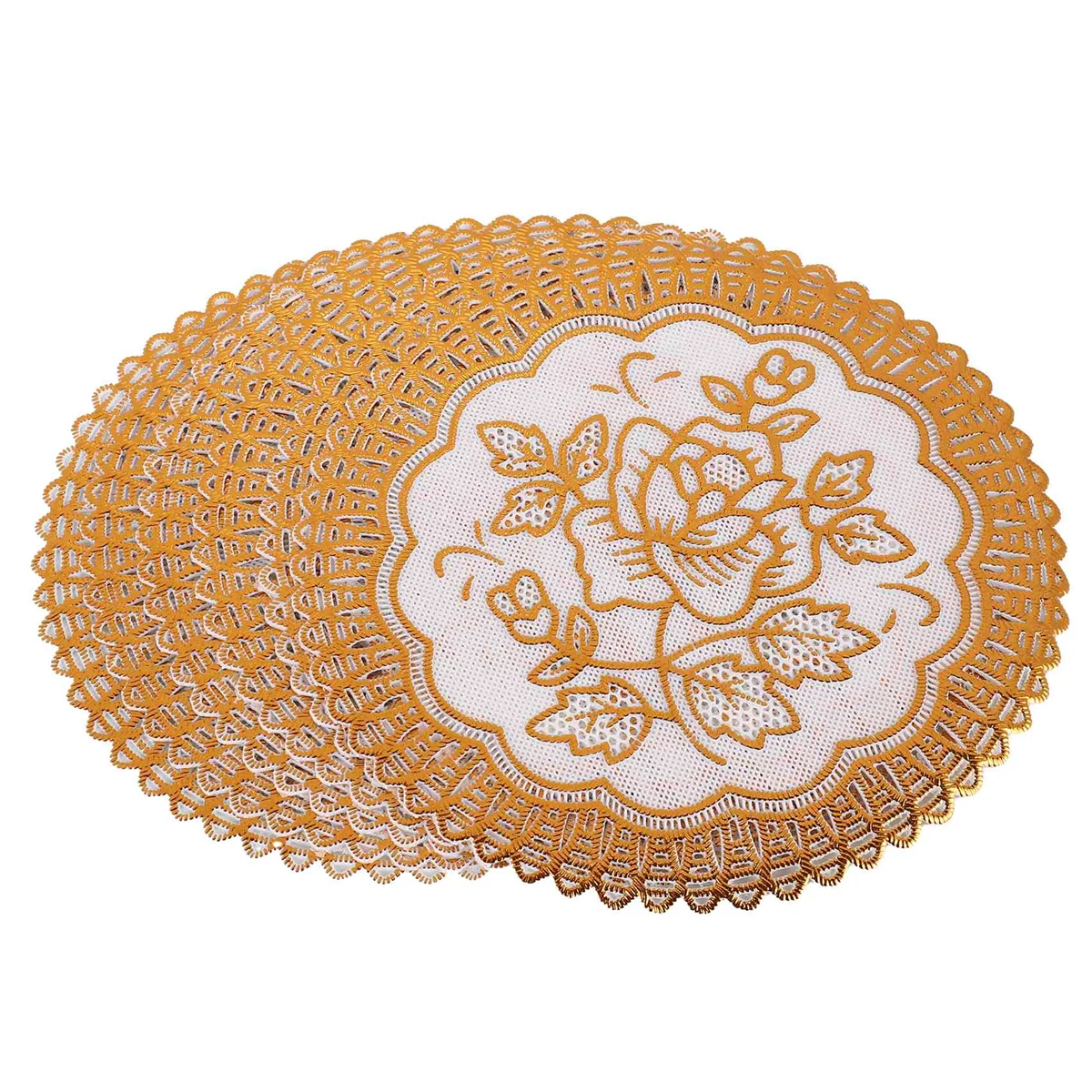 M21K  6 Exquisite Gold-tone Flower Dinning Table COASTERS SET