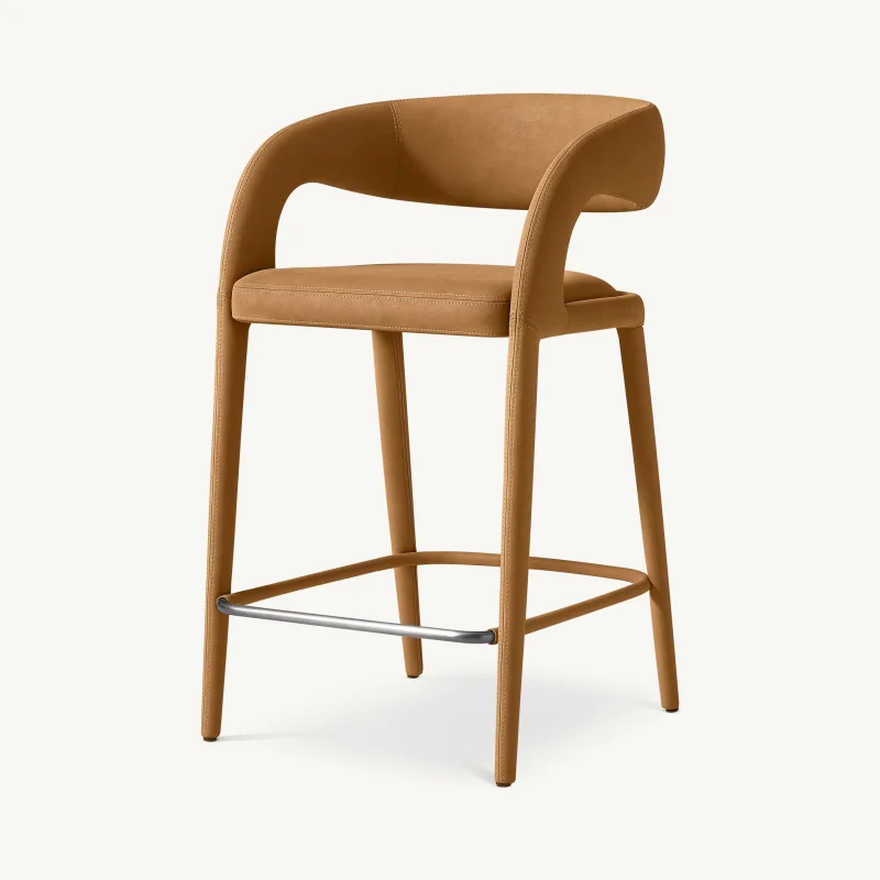 

Modern Dinning Room Chair Nicola Open Barrel Vegan Leather Bar Counter Stools