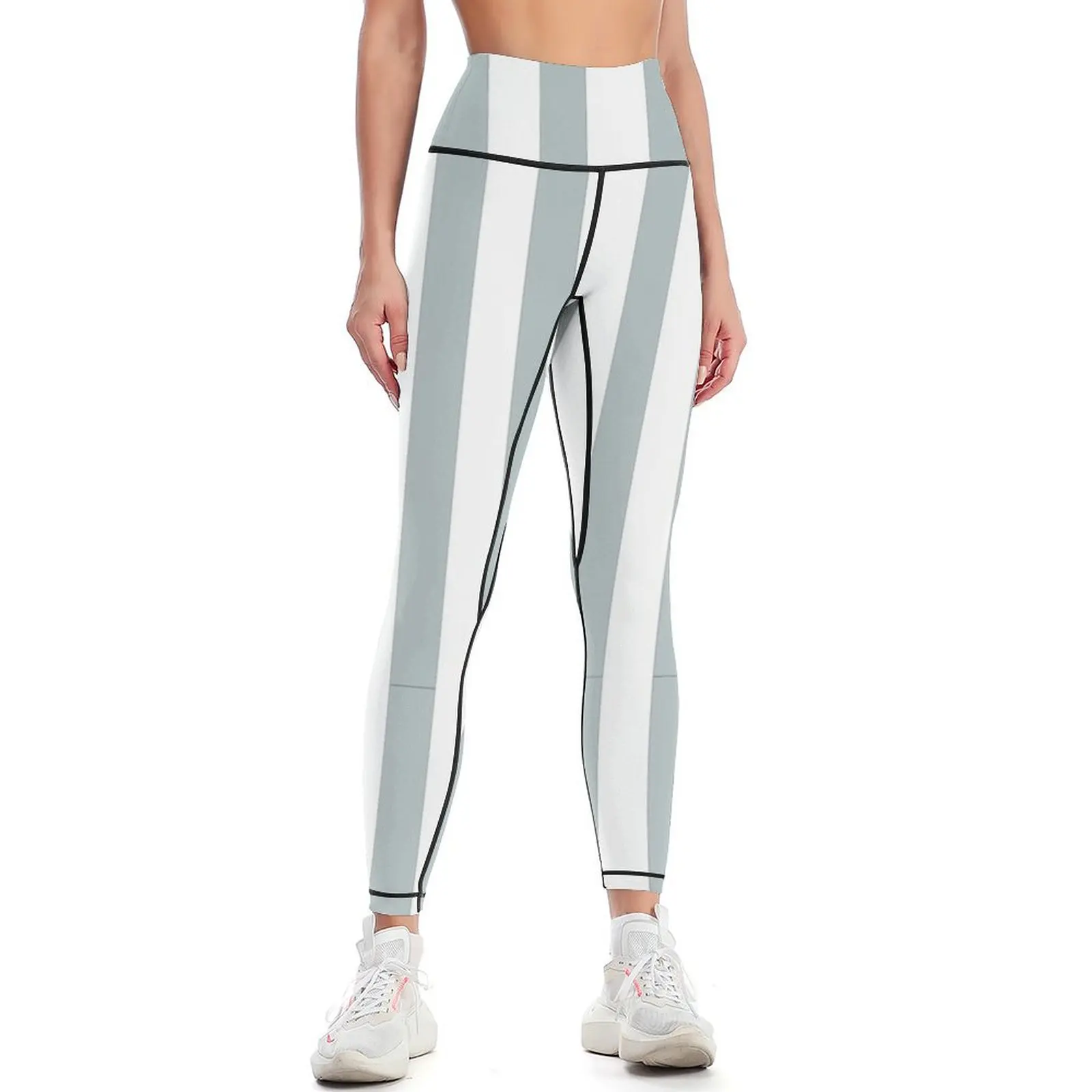 

Vintage Grey Vertical Stripes Leggings Sweatpants Pants sport Sports female push up legging Womens Leggings