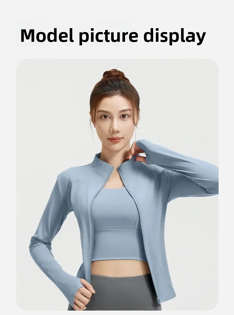 2026 Frühling Sommer Neue Yoga-Kleidung Windbreaker Damen Laufjacke Langarm Sweatshirt Sportjacken Damen Workout-Tops Activewear – Detail 8