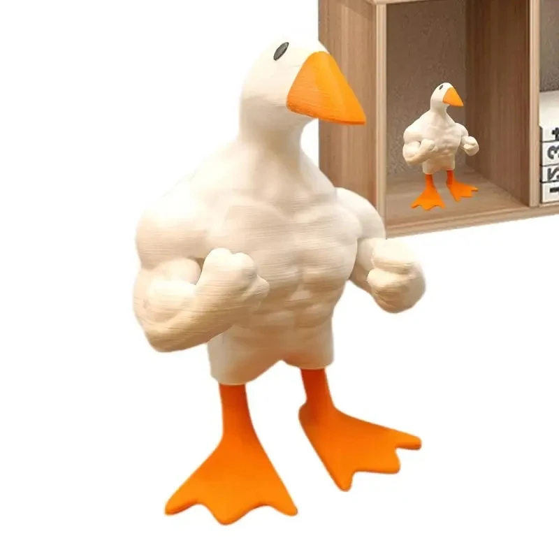 

New 2024 Cute and Creative Resin Crafts Muscle Duck Statue Desk Decoration Magnetic Key Desktop Home Decoration Big Duck Gift