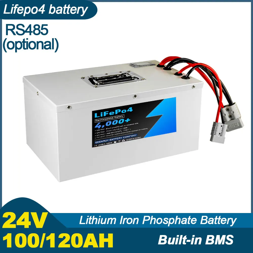 24v 100ah 120ah lifepo4 mit Ladegerät optional rs485 Lithium-Eisenphosphat-Batterie perfekt für Sensor geräte ev Roboter agv