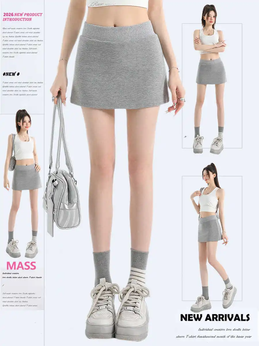 

Summer Women Mini Elastic Waist Skirts College Style American Retro A-line Skirts Simple Y2k Harajuku 2000s Korean Tide E-girl