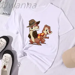 Cute Cartoon Chip and Dale T Shirt Women Printed Rescue rangers Women T Shirt New Summer Short Sleeve Tshirt Women Clothing