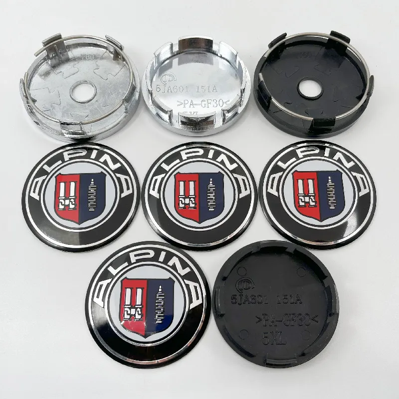 4pcs 56mm 60mm 65mm 68mm ALPINA 3D Logo Wheel Hub Center Caps Rims Dust-Proof Cover Car Sticker Badge Emblem Auto Accessories