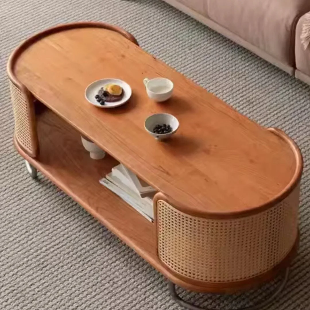 

Журнальный столик для маленькой квартиры, ротанговый журнальный столик для гостиной, домашний, из массива дерева, маленький чайный столик, тумба под телевизор