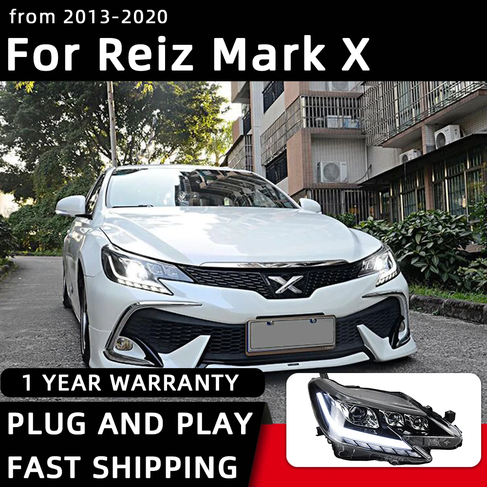 تصفيف السيارة المصابيح الأمامية ل مارك X LED المصباح 2013-2020 ريز رئيس مصباح DRL ديناميكية إشارة العارض عدسة اكسسوارات السيارات الخلفية #5