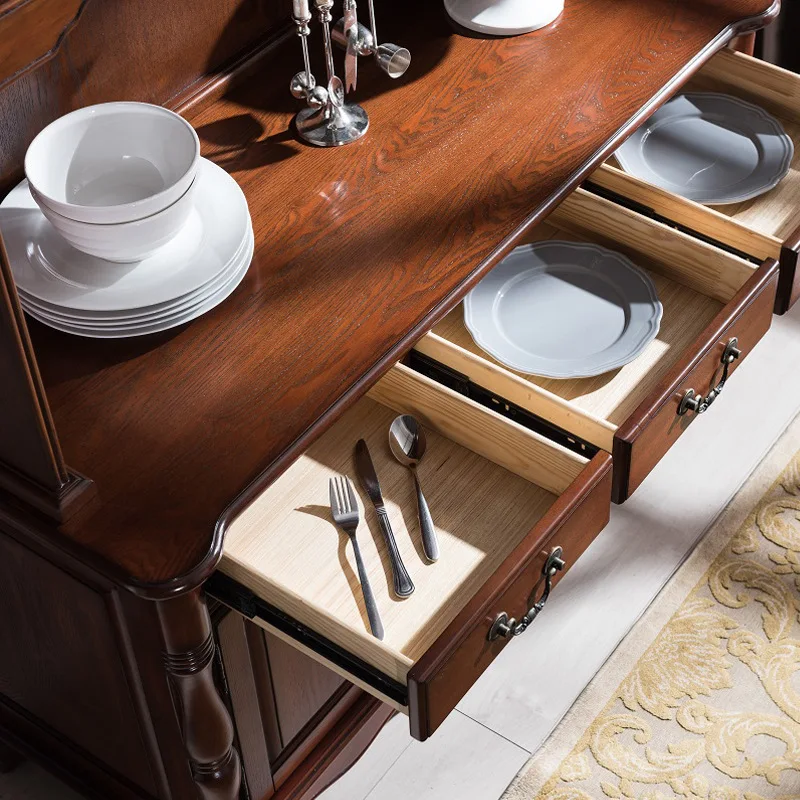 Furniture dining side walnut bowl solid wood multi-layer wine storage villa living room tea