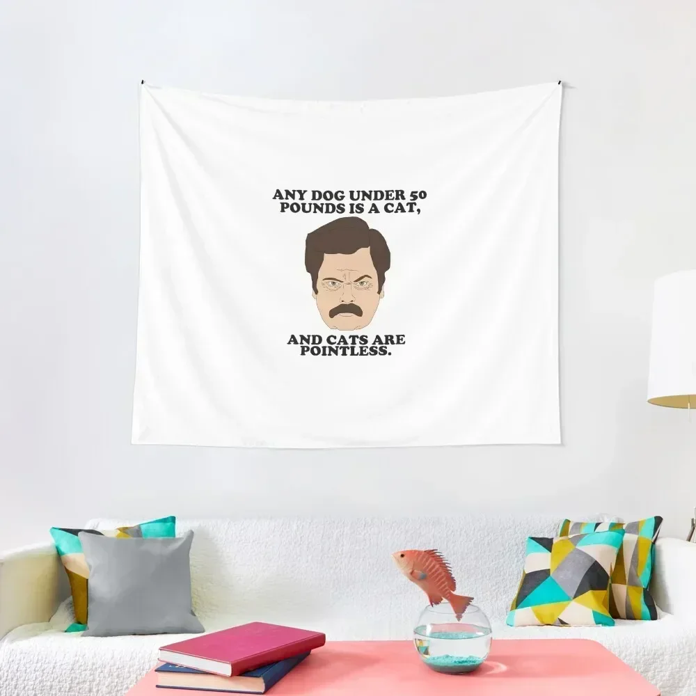 Ron Swanson - Cats Are Pointless Tapestry Cute Room Things Wall Mural Tapestry