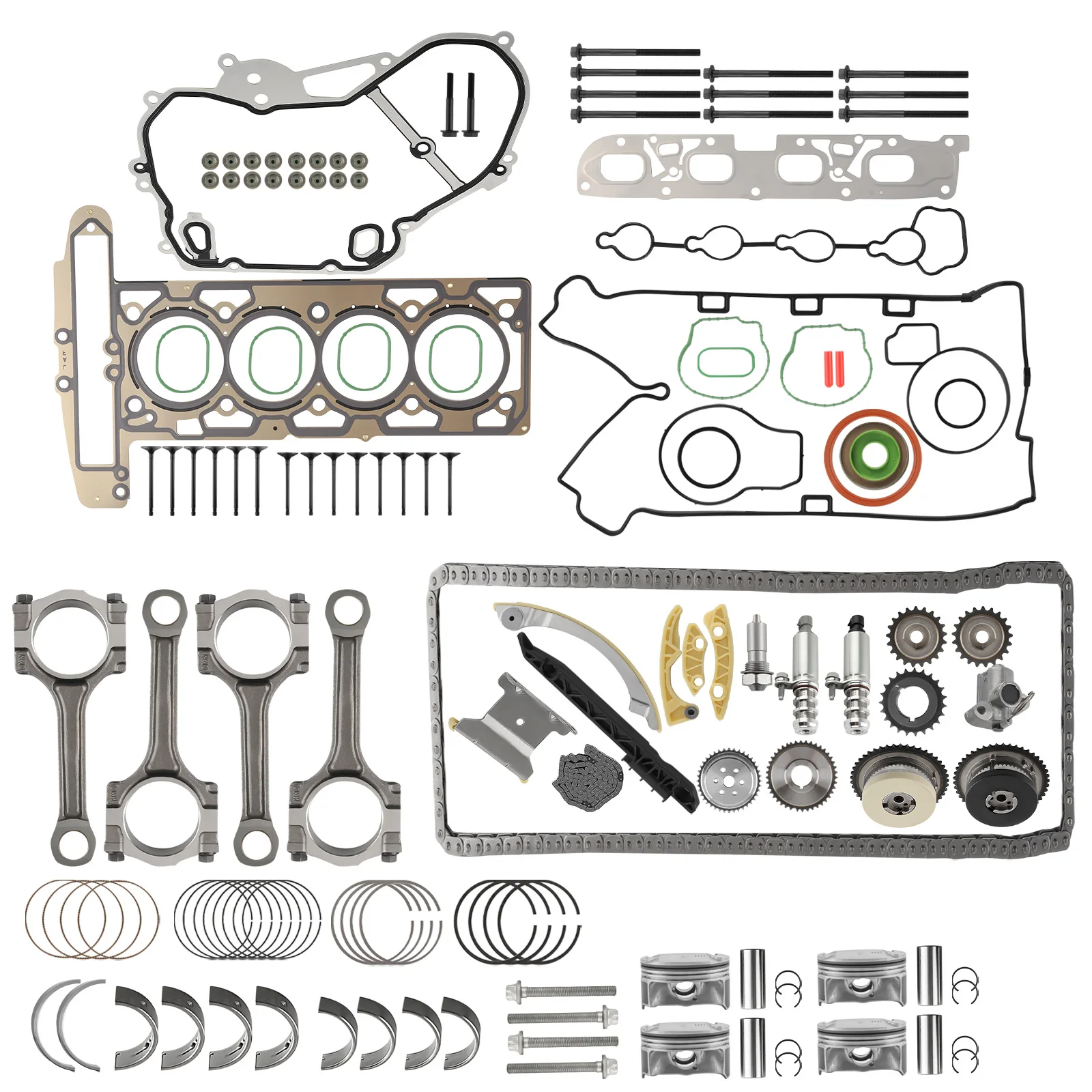 Engine Overhaul Rebuild Piston Kit w/ Connecting Rod for Buick Chevy GMC 2.4L