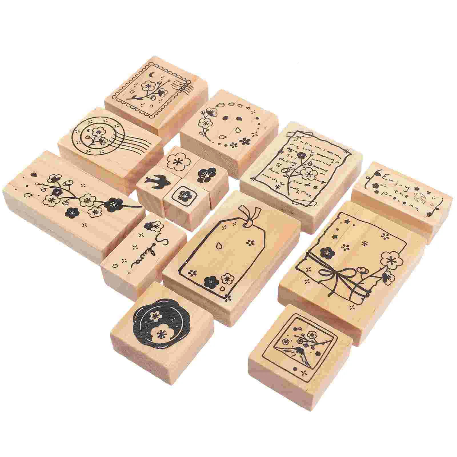 

Vintage Decor Hand Stamp Stamps for Kids Scrapbook Wooden Small Toddler Postage