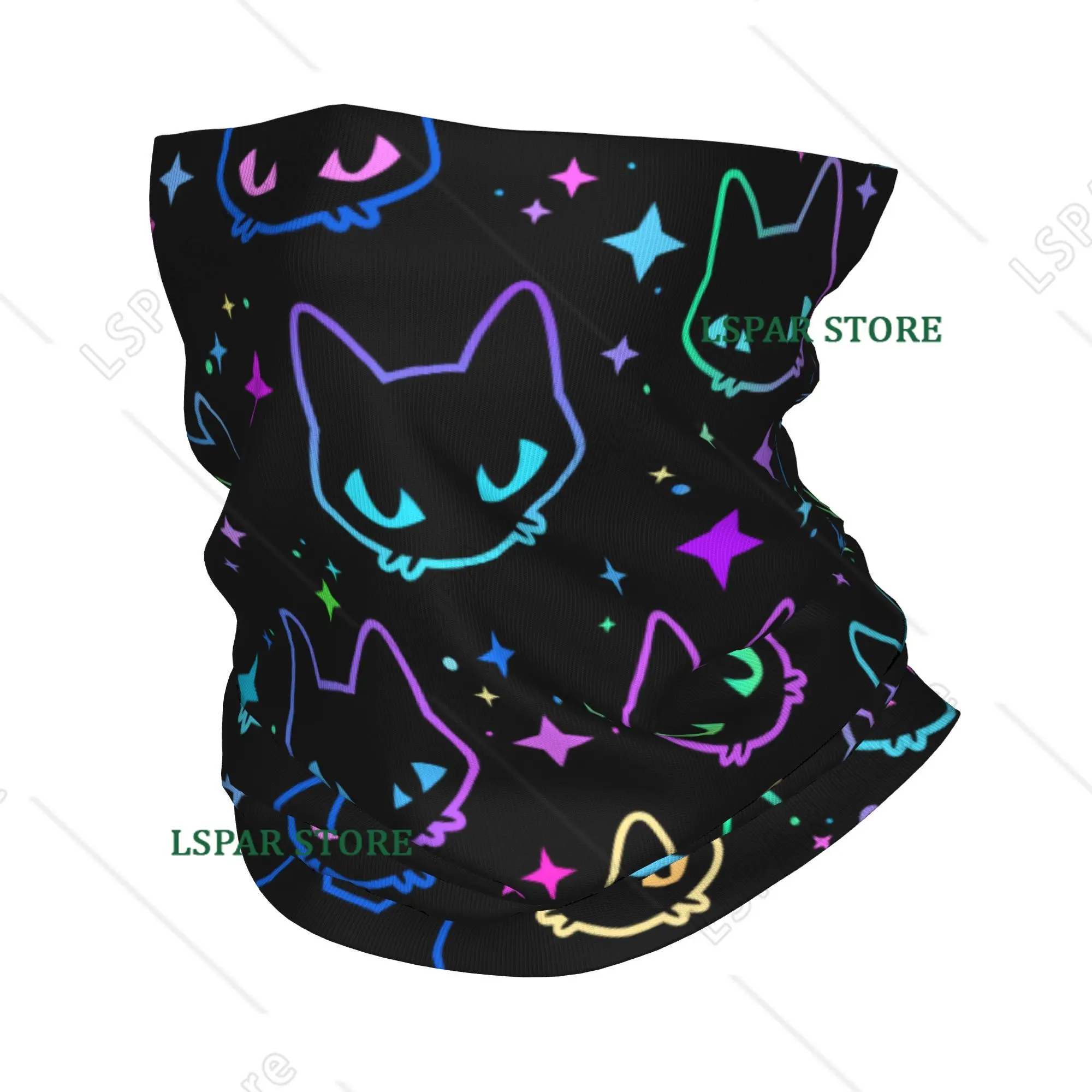 

Custom Cute Kitten Cat Doodle Bandana Neck Gaiter for Ski Running Women Men Wrap Scarf Headband Warmer