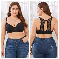 Beauwear Racer Back Lace Bras for Women Plus Size Molded Cup Bra Underwire Bra no Pad