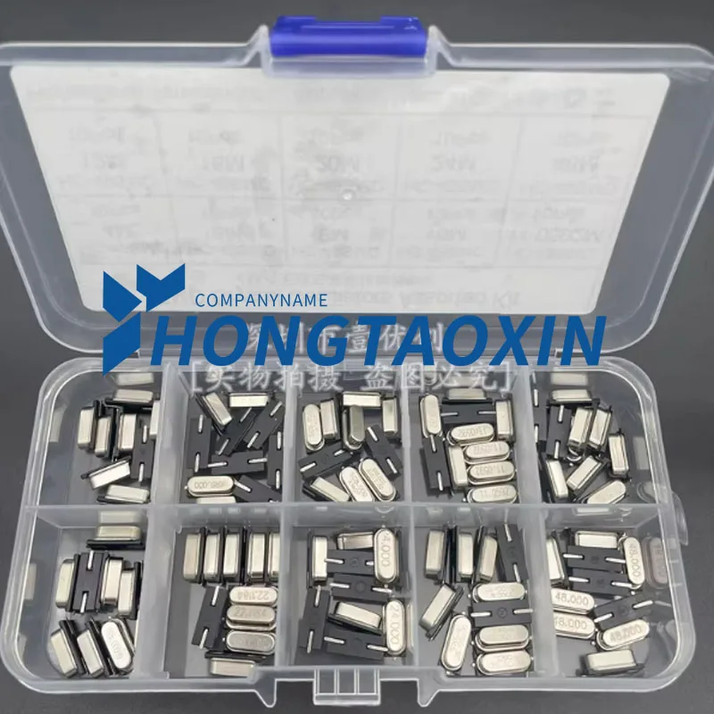 Image of 10 Arten von 100 SMD 2-Pin (4M - 48M) passiven Quarzoszillatoren HC-49S Oberflächenmontage-Kristalloszillator-Kits in gemischten Packungen