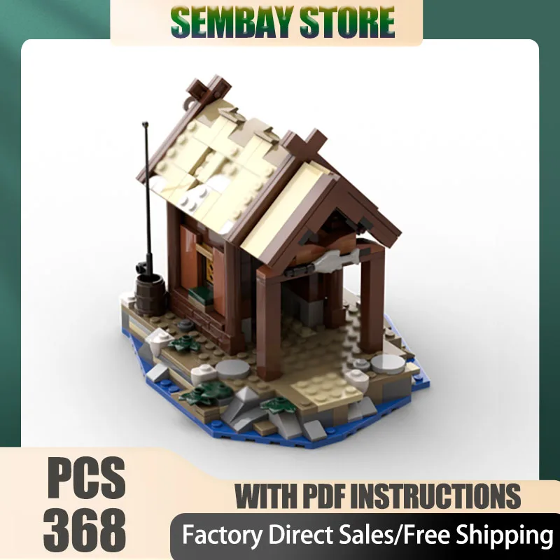 

Medieval Castle Model Moc Building Bricks Modular Viking Fisherman House Model Technology Blocks Christmas Toy Construction Gift