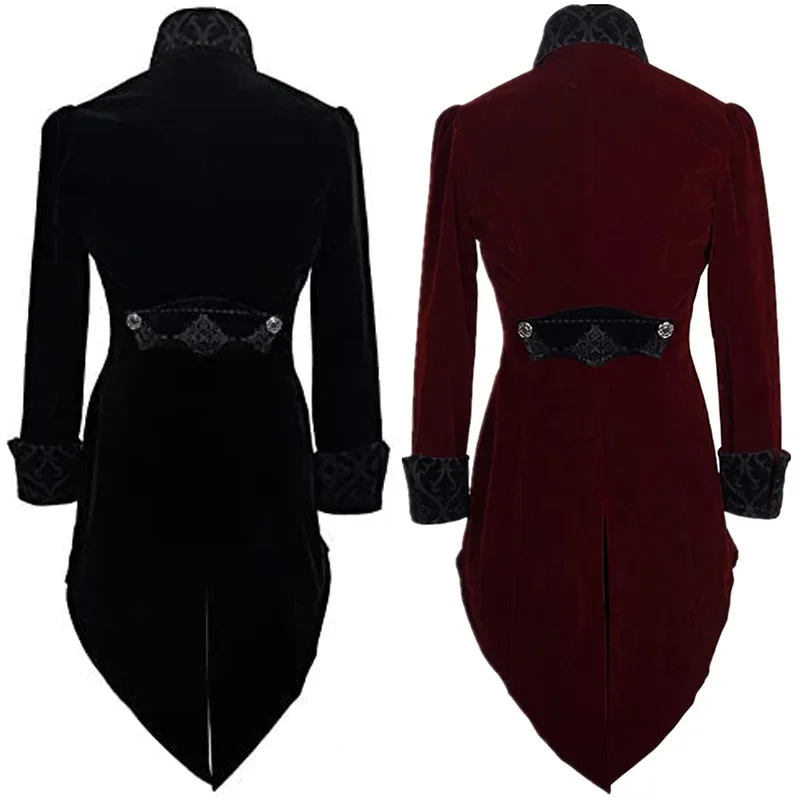 القرون الوسطى زي المحكمة التلبيب التوى سهرة عشاء سترة الرجال Steampunk معطف نحيف الساحر تأثيري هالوين كرنفال