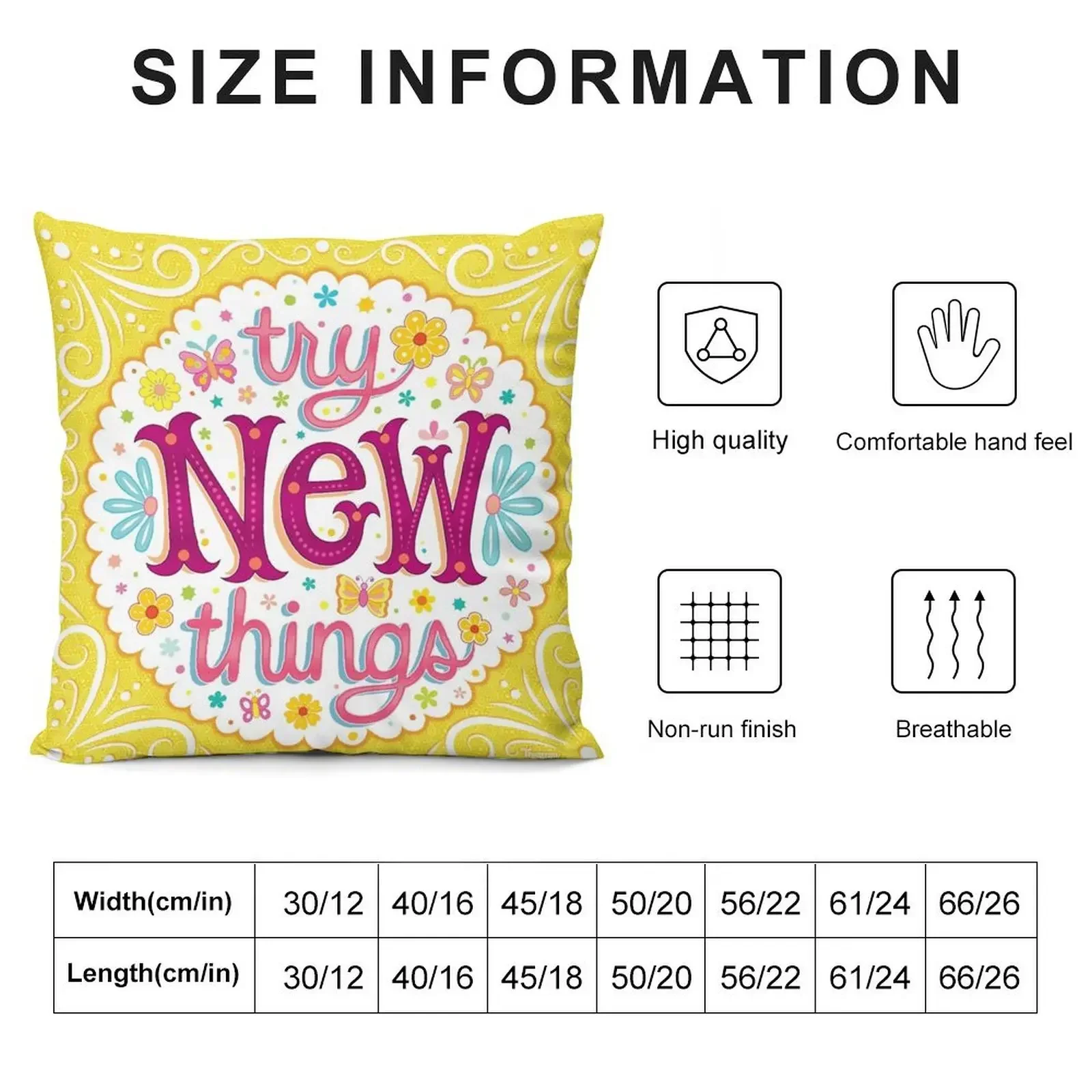 Try New Things - Colorful Hand-Lettering Mantra Art by Thaneeya McArdle Throw Pillow Pillow Cover Pillow Decor Sofa Cover