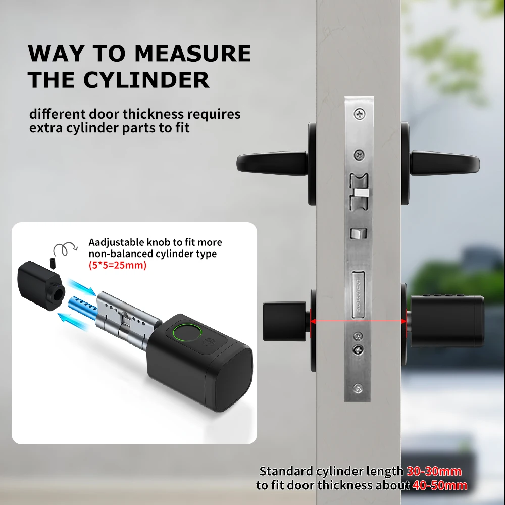 Imagem -03 - Tuya App Cilindro de Impressão Digital Eletrônico Inteligente Fechadura da Porta Senha Cartão Rfid Digital Wifi Controle Remoto Desbloqueio para Casa Hotel