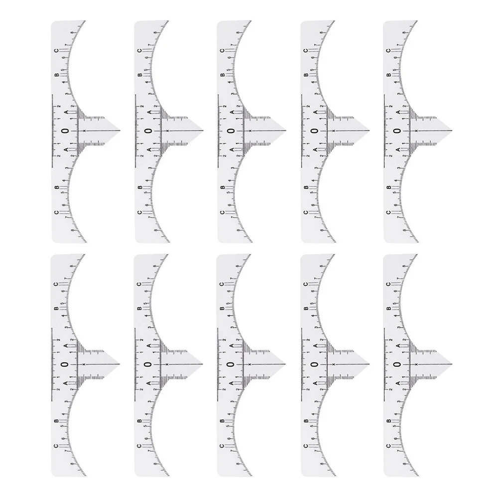 10pcs Professional Plastic Eyebrow Ruler Set Flexible Durable Brow Mapping Tool For Microblading Permanent Art Use