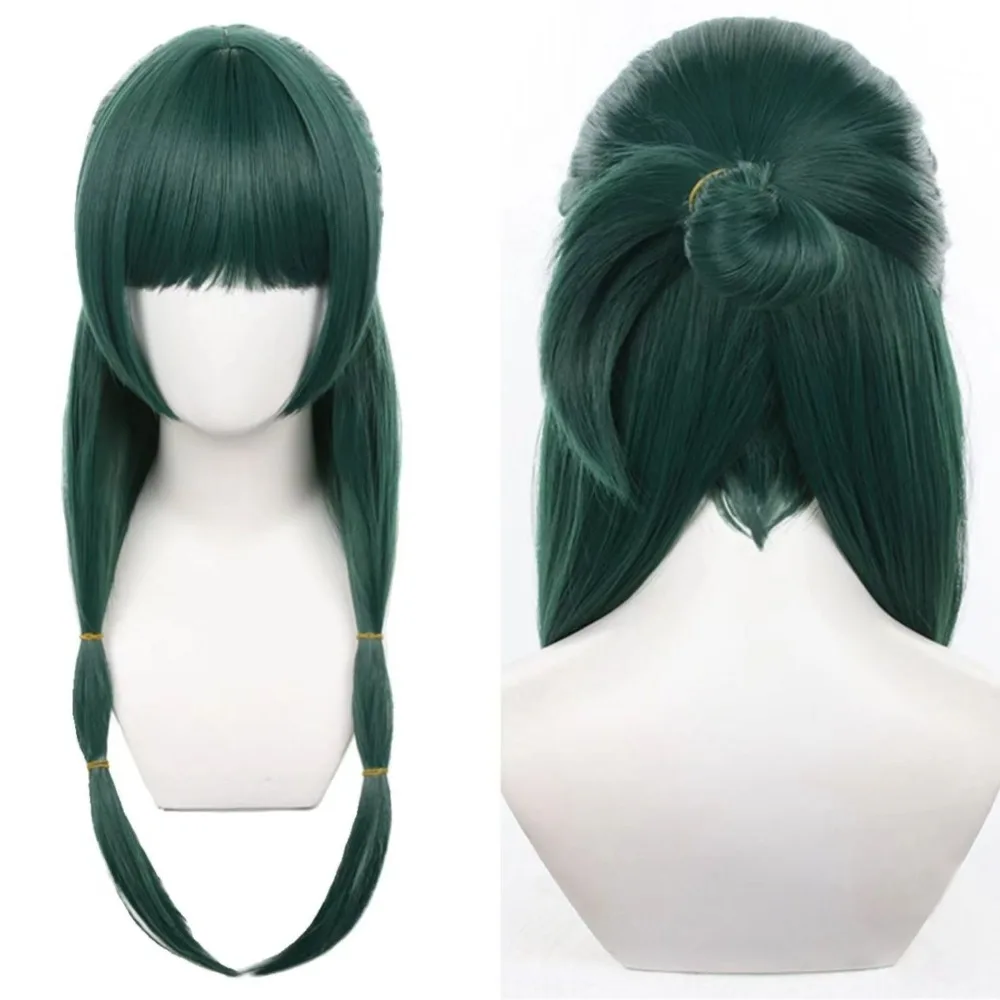 Maomao Anime Wig Cosplay Dark Green | Pre-Styled Half Bun Twin Tails Synthetic Hair Mao Mao Cosplay Wig