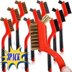 Wire Cleaning Brush Stainless Steel/Brass/Nylon Bristle Brush Car Tire Polishing Rust Remover Stove Sink Scrubbing Cleaning Tool