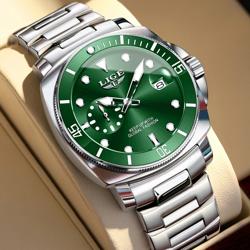 

LIGE Diver Watch Men Fashion Business Quartz Mens Watches Top Brand Luxury Waterproof Luminous Wrist Watch For Men Reloj Hombre